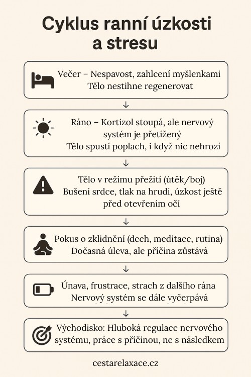 Cyklus ranní úzkosti a stresu infografika