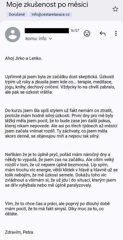 zkušenost klientky jak se zbavit úzkosti
